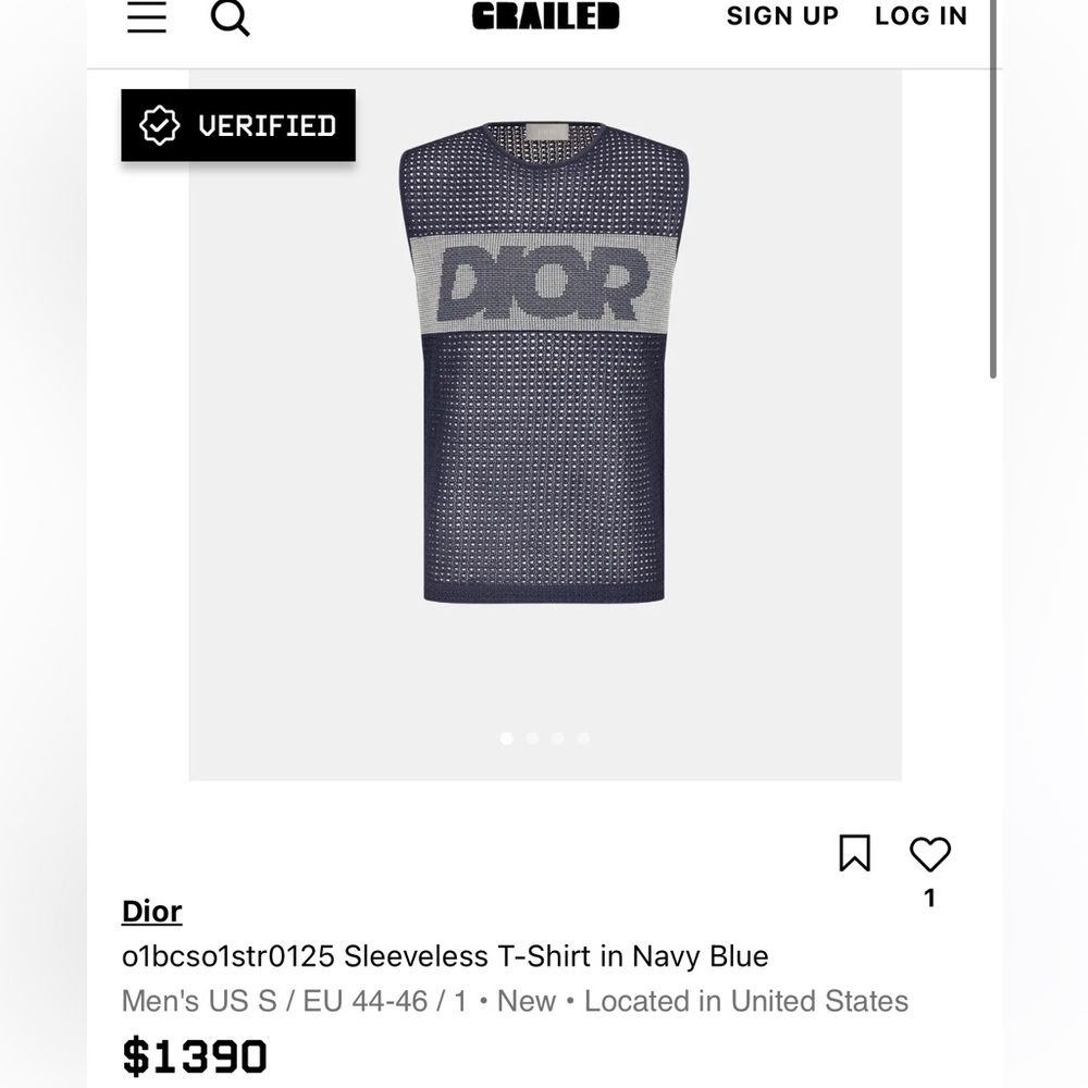 Dior Navy and Gray Sleeveless Tee small men’s